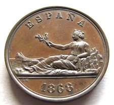 Spain - Gobierno Provisional 1868 copper pattern. Superb Proof original. picture