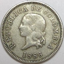 1886 Columbia 5 Centavos - F/VF (Lot#1) picture