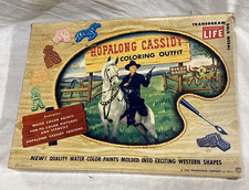 HUGE 1950s Hopalong Cassidy Coloring Paint Playset Cowboy Western TV TRANSOGRAM picture