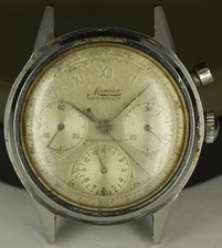 Minerva Valjoux 72 Chronograph 3 Register Steel Case Parts Repair Vintage Watch picture