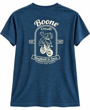 Boone Cycles Iowa T Shirt Mens L Blue Moose Mountain Bike Cycling Graphic T picture