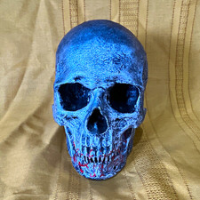 Silver Black Decorative Skull Spooky Halloween Collectible EUC  picture
