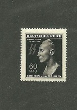 MNH 1943 stamp Sc B20 / Reinhard Heydrich  Death mask stamp / Third Reich WWII picture