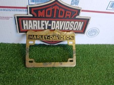 Vintage Harley Davidson Motorcycle License Plate Frame Winged Eagle Solid Brass picture