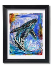 Guajardo Art Original 14x11 Neo Expressionist Humpback Whale Breaching Painting picture