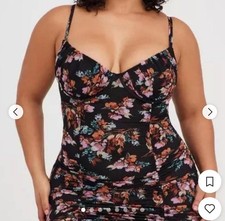 Torrid Black Floral Mesh Body Con Dress Size 1 Sexy  picture