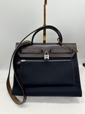 Hermes Herbag 31 Medium Black Canvas Silver HW Shoulder Bag Preowned Authentic picture