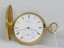 VERY RARE 55MM JULES JURGENSEN 18K KEY WIND 20 JEWEL POCKET WATCH, RUNNING picture