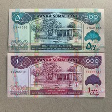 🇸🇴 Somalia 500 & 1000 Shillings 1990 Banknote Set Paper Money UNC Currency picture