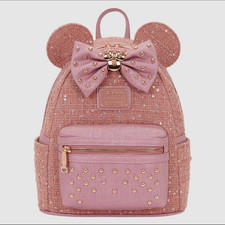 New Disney Exclusive Loungefly Backpack Purse Minnie Mouse Glitter Tweed Only 1 picture