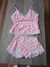 SKIMS Fits Everybody Lace Cami & Boyshort Set Pink Candy Hearts Size Medium NWOT picture