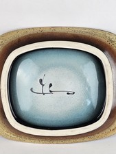 Loren Lukens Vintage Studio Pottery Footed Platter Abstract Rustic Glaze Ceramic picture