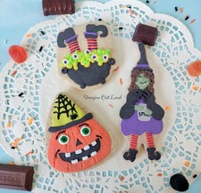 Fake Sugar Cookie Halloween Kitchen  Faux Witch, Cauldron, Pumpkin picture