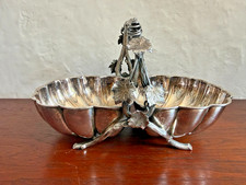 Antique Victorian (William Hutton?) Silverplate Double Shell Dish picture
