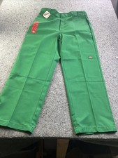 Vtg. Y2K Dickies Loose Fit, Double Knee Work Pants. Green.  38”x32”. NWT picture