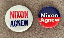 Nixon Agnew Vintage Political Election Campaign Pin Back Buttons set of two picture