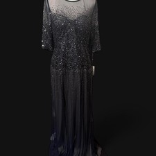 Adrianna Papell NWT Navy Sequin Maxi Gown Size 12 | Gala Evening Prom Pageant picture