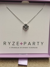 Ryze Party Sterling Silver Frosted Fern Crystal Necklace picture