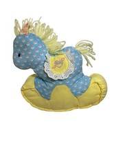 VTG 1981 AmToy Baby Soft Touch Rocking Horse Stuffed Plush Chime Rattle 7.5
