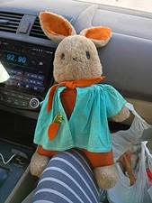 18 Inch Swiss Thorens Working Windup Musical Peter Rabbit Plush Doll picture