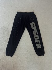 Sp5der Worldwide Black Sweats with VVS Rhinestones Size M picture