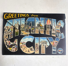 Vtg. Curt Teich Co. Greetings From Atlantic City, NJ Fold-Out Souvenir Postcard picture