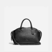 Coach Women's Drew Gunmetal/Black Grain Leather & Suede Satchel (40862) - NWT picture