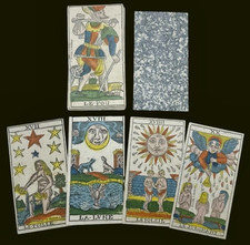 c.1875 Tarot Besançon Blanche 78/78 Cards Complete Antique Deck France Rare VG+ picture