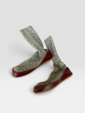 Vintage Mason Shoes Genuine Leather Sole Knit Slipper Boots NOS Size 8 B D22 picture