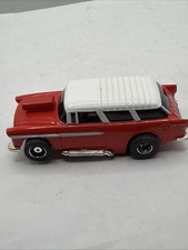  HO SLOT TYCO CAR 55' CHEVY NOMAD WHITE/RED TESTED picture