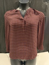The Limited Plaid Long Sleeve Blouse Burgundy Red Women's Size L lightweight picture