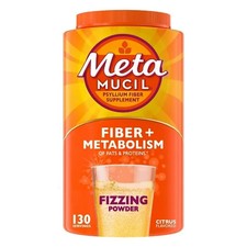 MetaMucil Psyllium Fiber Sparkling Powder, 130 Doses, B12, C&D,  Citrus 10/2026 picture