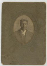 African American Male 1900 Suit Bowtie Overcoat Antique Cabinet Card Photo Q9568 picture