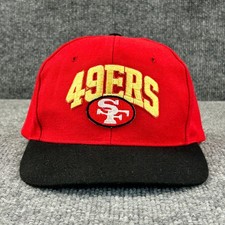 VINTAGE San Francisco 49ers Hat Cap Snap Back Red Gold Nissin Baseball Logo 90s picture