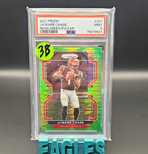 Panini Prizm 2021 Ja'Marr Chase Rookie #337 Neon Green Pulsar Prizm PSA 9 picture