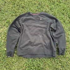 Vtg Russell Athletics Sweatshirt Men's L Black Fleece Jumper Pullover Workwear picture