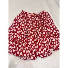 Vintage Malco Modes Red White Tulip Floral Square Dance Skirt Tiered Ruffle L picture