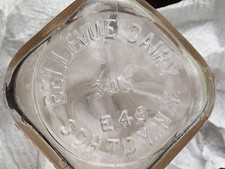 VINTAGE  1949 BELLEVUE DAIRY SCHENECTADY NY 1/2 HALF  PINT  MILK BOTTLE picture