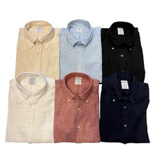 Brooks Brothers Men's Regular Fit Solid 100% Linen Button Down Long Sleeve Shirt picture