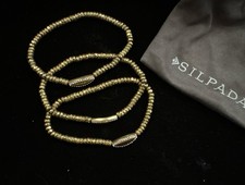 Silpada KR Collection Navette Stretch Bracelets Set Of 3 Gold Tone Brass picture
