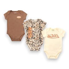 Von Dutch Baby Boys' 3-Pack Soft Graphic Bodysuit Sets Size NB 3M 6M 9M picture