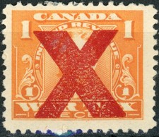 Canada 1915 #FWT7a 1c Orange, War Tax, red 
