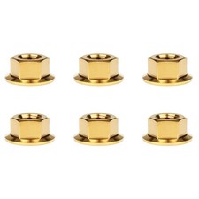 Wanyifa 6Pcs Titanium Ti M8 P1.25mm Flange Nut Suitable for Motorcycle Gold picture