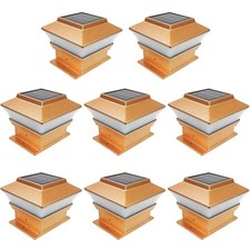 8 Pk Copper 4 x 4 Solar Post Lights Outdoor Garden LED Deck Cap Fence Lamp Wood picture