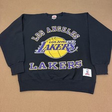 Vintage Los Angeles Lakers Sweatshirt Mens Medium Blue NBA Basketball Nutmeg 90s picture