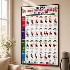 28 Day Chair Tai Chi Challenge for Women Poster & Canvas, Seated Exercise Guide picture