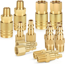 1/4 NPT Brass Air Compressor Coupler Kit 14 Pcs Quick Connect Air Hose Fittings picture