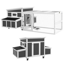 PawHut Wooden Chicken Coop with Nesting Box for 6 Chickens, Dark Gray picture