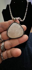 Beautiful Vintage ROSE QUARTZ  And Silver  Necklace Very Unique picture