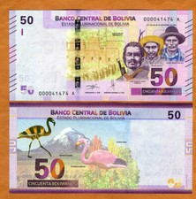Bolivia, 50 Bolivianos, 2018 P-250, UNC   Pink Flamingo picture